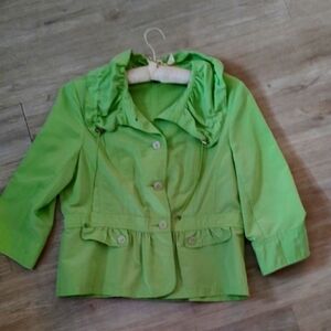 Lime Green Lightweight Rain Jacket with Ruffles Size 12
